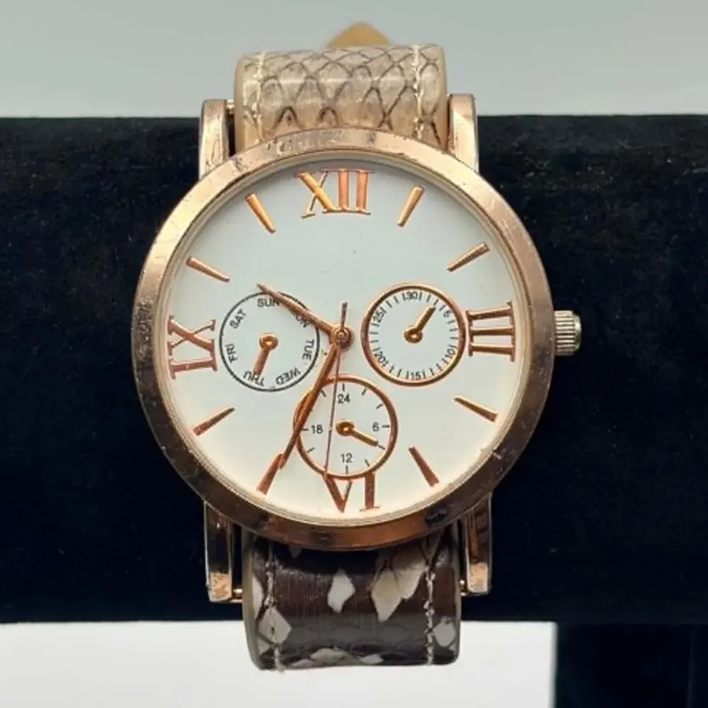 Rose Gold Faux Snake Print Watch
